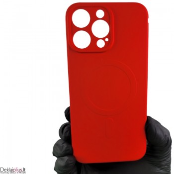 Švelnus silikoninis dėklas su magsafe - raudonas (Apple Iphone 14 Pro Max)